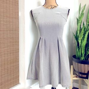 Xtraordinary Black & White Micro Stripe Flare Dress